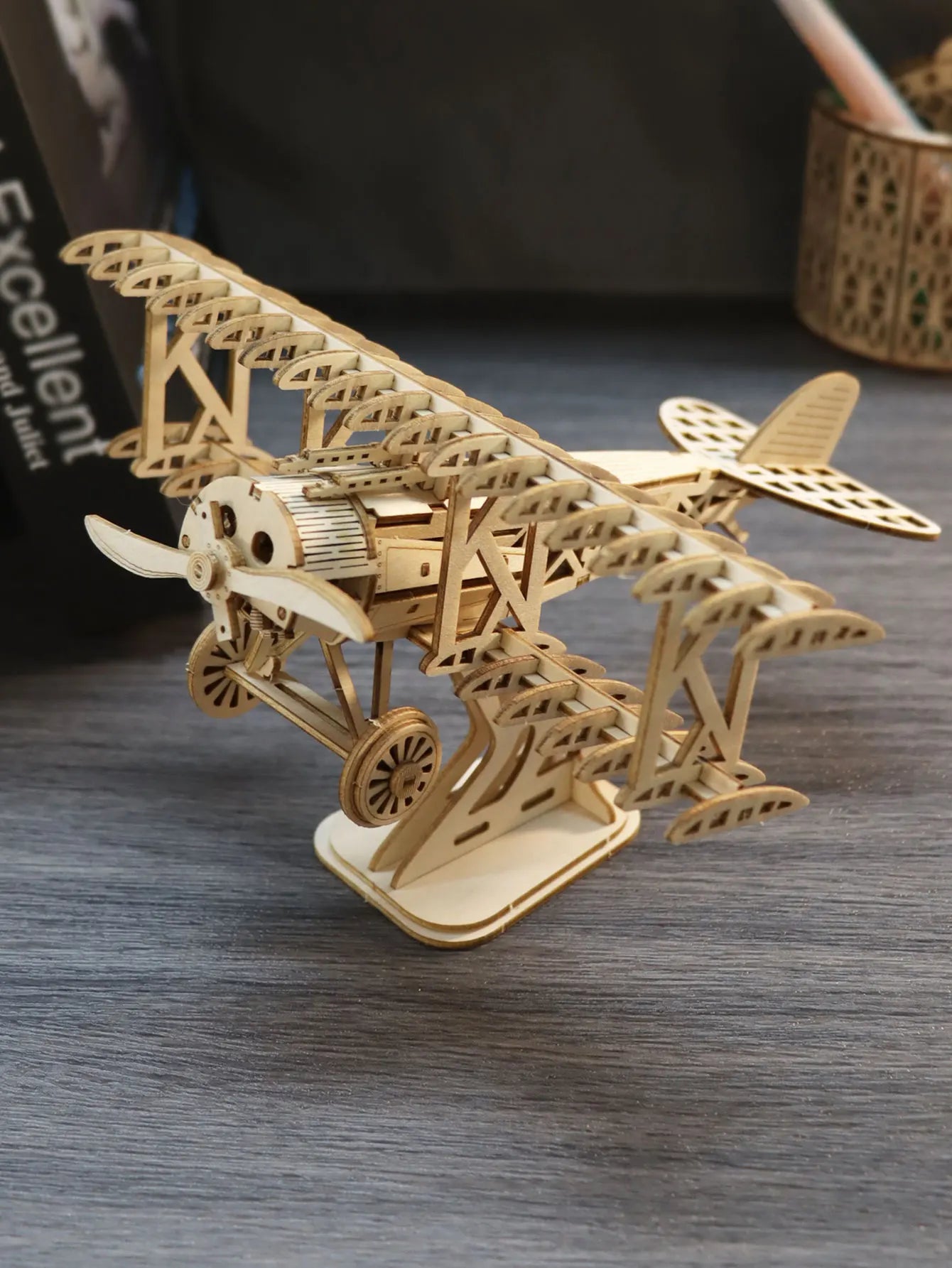 Wooden Plane 3D Puzzle - Book Nook