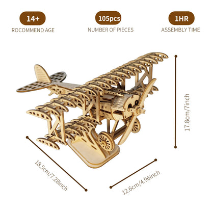 Wooden Plane 3D Puzzle - Book Nook